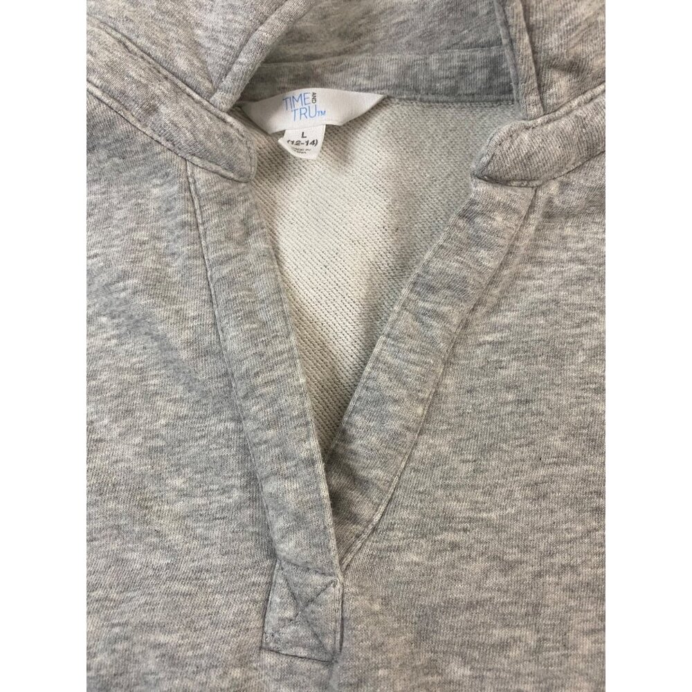 Time and Tru Womens Gray Split Neck Pullover Sweatshirt Top Size L 12-14 - Picture 11 of 11
